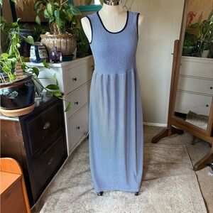 Lark + Grey smocked navy blue and white striped summer dress Size 1X/2X